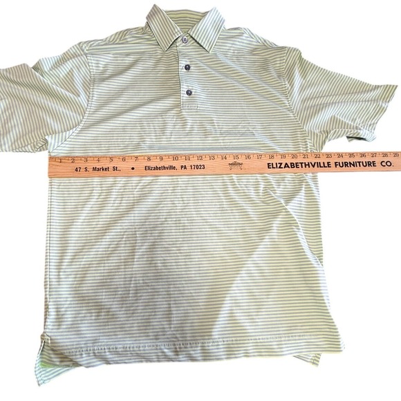 FootJoy Polo Shirt Mens Medium light yellow Striped Performance FJ‎ Golf Stretch - Picture 3 of 6